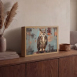 Geschilderd - Abstract - Uil - Bruin Light Box met batterij (Wandlamp) middel -sfeer2