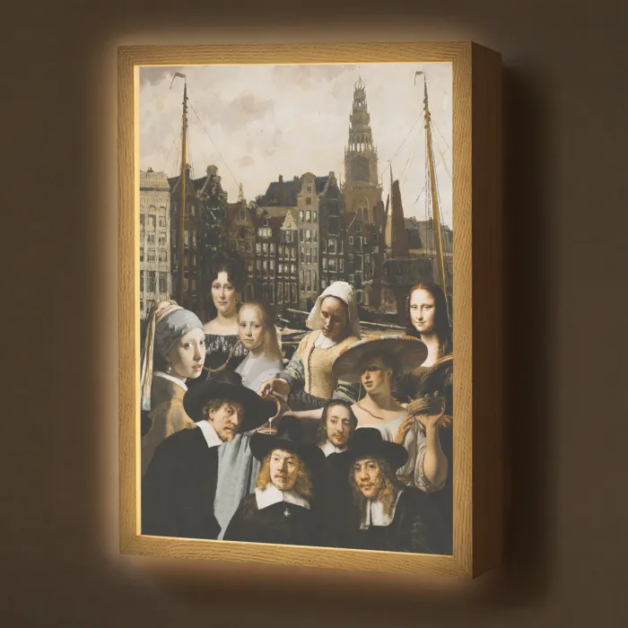 Schilderij - Oude Meesters - Collage Light Box met batterij (Wandlamp) middel -z3d_website