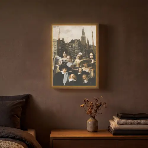 Schilderij - Oude Meesters - Collage Light Box met batterij (Wandlamp) middel -sfeer4