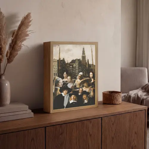 Schilderij - Oude Meesters - Collage Light Box met batterij (Wandlamp) middel -sfeer2