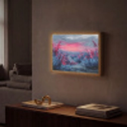 Schilderij - Zonsondergang - Bloemen - Rivier Light Box met batterij (Wandlamp) middel -sfeer1