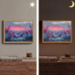 Schilderij - Zonsondergang - Bloemen - Rivier Light Box met batterij (Wandlamp) middel -sfeer3