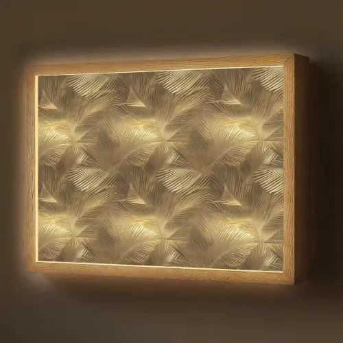 Palm - Waaier - Goud Light Box met batterij (Wandlamp) middel 907 -z3d_website