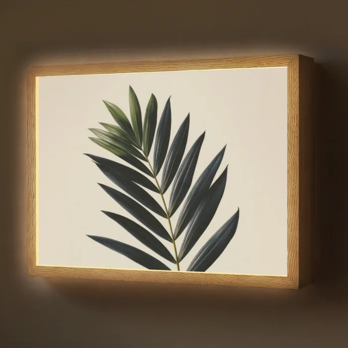 Palmblad - Donkere bladen - Subtiel Light Box met batterij (Wandlamp) middel -z3d_website