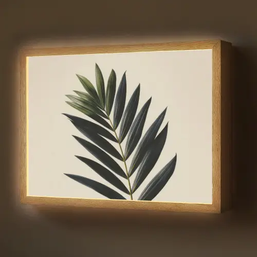 Palmblad - Donkere bladen - Subtiel Light Box met batterij (Wandlamp) middel -z3d_website