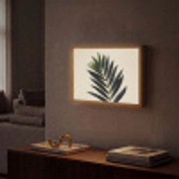 Palmblad - Donkere bladen - Subtiel Light Box met batterij (Wandlamp) middel -sfeer1