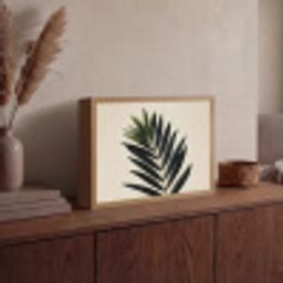Palmblad - Donkere bladen - Subtiel Light Box met batterij (Wandlamp) middel -sfeer2