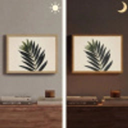Palmblad - Donkere bladen - Subtiel Light Box met batterij (Wandlamp) middel -sfeer3