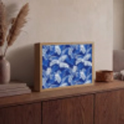 Palmblad - Patroon - Blauw Light Box met batterij (Wandlamp) middel 907 -sfeer2