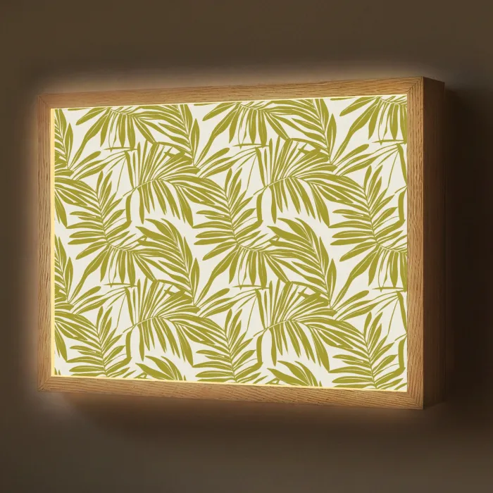 Palmblad - Patroon - Groen Light Box met batterij (Wandlamp) middel 907 -z3d_website