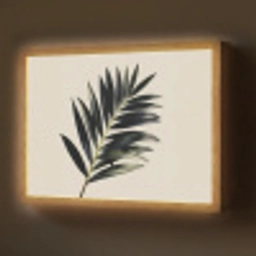 Palmblad - Subtiel - Groen - beige Light Box met batterij (Wandlamp) middel -z3d_website