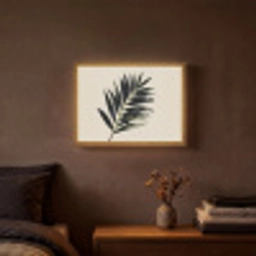 Palmblad - Subtiel - Groen - beige Light Box met batterij (Wandlamp) middel -sfeer4