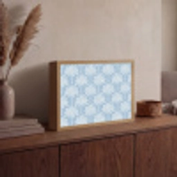 Palmboom - Modern - Blauw Light Box met batterij (Wandlamp) middel 907 -sfeer2