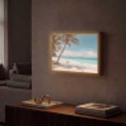 Palmboom - Schommel - Strand - Lucht Light Box met batterij (Wandlamp) middel -sfeer1