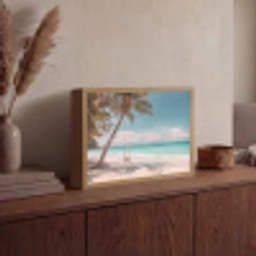 Palmboom - Schommel - Strand - Lucht Light Box met batterij (Wandlamp) middel -sfeer2