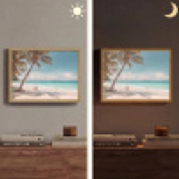 Palmboom - Schommel - Strand - Lucht Light Box met batterij (Wandlamp) middel -sfeer3