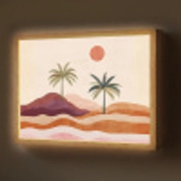 Palmbomen - Abstract - Zon - Heuvels Light Box met batterij (Wandlamp) middel -z3d_website