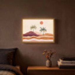 Palmbomen - Abstract - Zon - Heuvels Light Box met batterij (Wandlamp) middel -sfeer4