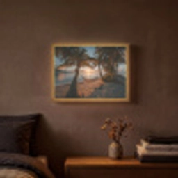 Palmbomen - Hangmat - Strand - Zonsondergang Light Box met batterij (Wandlamp) middel -sfeer4
