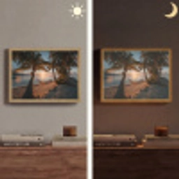 Palmbomen - Hangmat - Strand - Zonsondergang Light Box met batterij (Wandlamp) middel -sfeer3