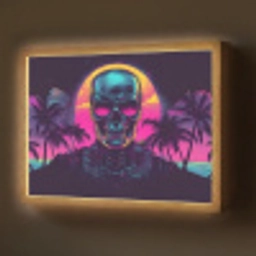 Palmbomen - Hoofd - Metallic - Zonsondergang Light Box met batterij (Wandlamp) middel -z3d_website