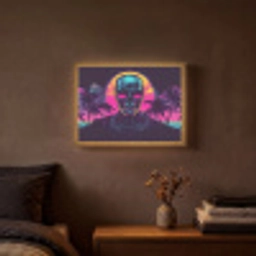 Palmbomen - Hoofd - Metallic - Zonsondergang Light Box met batterij (Wandlamp) middel -sfeer4