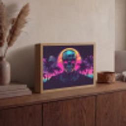 Palmbomen - Hoofd - Metallic - Zonsondergang Light Box met batterij (Wandlamp) middel -sfeer2