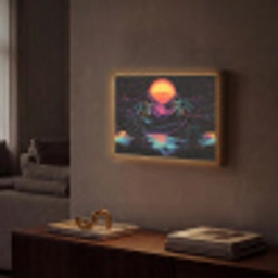 Palmbomen - Neonbergen - Sterrenhemel - Zon Light Box met batterij (Wandlamp) middel -sfeer1