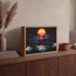 Palmbomen - Neonbergen - Sterrenhemel - Zon Light Box met batterij (Wandlamp) middel -sfeer2