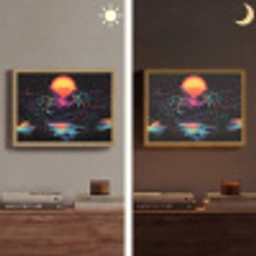 Palmbomen - Neonbergen - Sterrenhemel - Zon Light Box met batterij (Wandlamp) middel -sfeer3