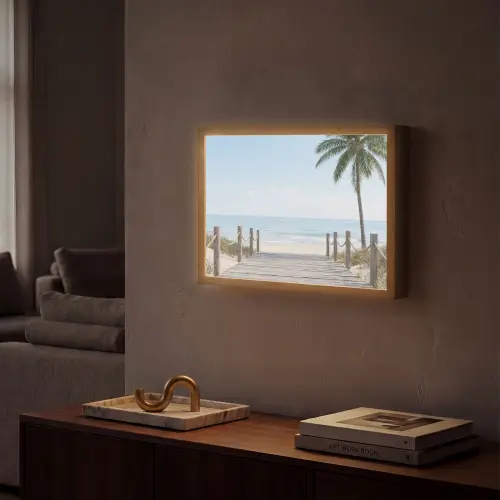 Palmbomen - Pad - Horizon Light Box met batterij (Wandlamp) middel -sfeer1
