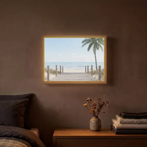Palmbomen - Pad - Horizon Light Box met batterij (Wandlamp) middel -sfeer4