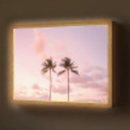 Palmbomen - Paars - Wolken - Lucht Light Box met batterij (Wandlamp) middel -z3d_website