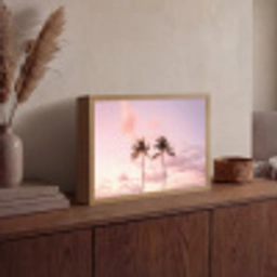 Palmbomen - Paars - Wolken - Lucht Light Box met batterij (Wandlamp) middel -sfeer2