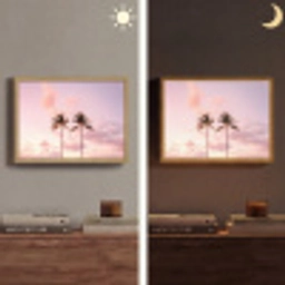 Palmbomen - Paars - Wolken - Lucht Light Box met batterij (Wandlamp) middel -sfeer3