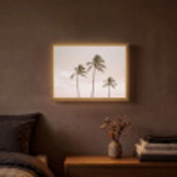 Palmbomen - Zonsondergang - Roze Light Box met batterij (Wandlamp) middel -sfeer4
