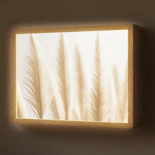 Pampas gras - Pluimen - Beige - Natuur Light Box met batterij (Wandlamp) middel -z3d_website