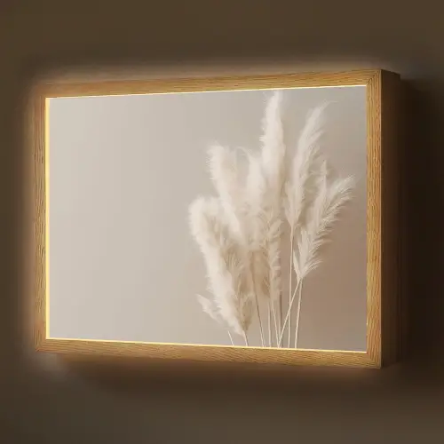 Pampasgras - Pluimen - Pastel - Wit Light Box met batterij (Wandlamp) middel -z3d_website