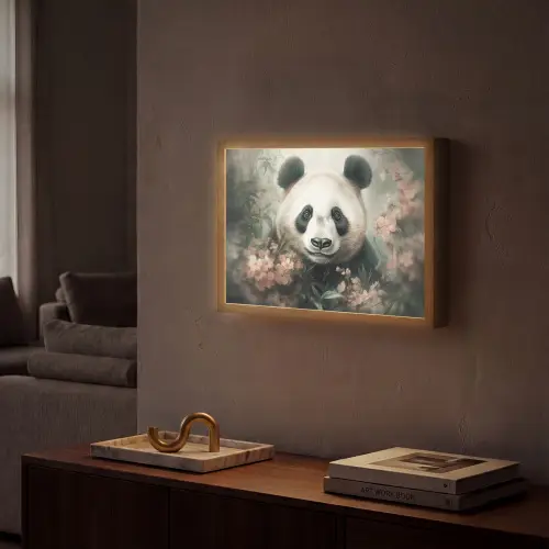 Panda - Dieren - Bloemen - Planten Light Box met batterij (Wandlamp) middel -sfeer1