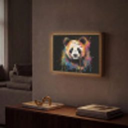Panda - Graffiti - Dieren - Zwart - Kleuren Light Box met batterij (Wandlamp) middel -sfeer1