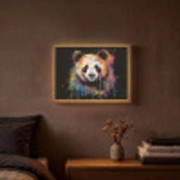 Panda - Graffiti - Dieren - Zwart - Kleuren Light Box met batterij (Wandlamp) middel -sfeer4