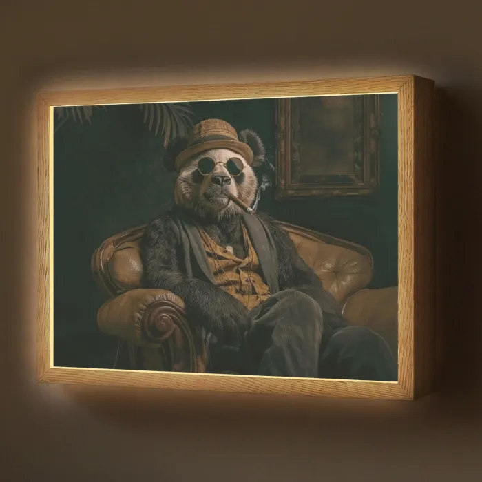 Panda - Hoed - Bril - Pak Light Box met batterij (Wandlamp) middel -z3d_website