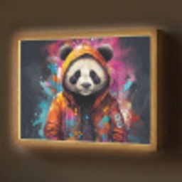 Panda - Jas - Graffiti - Oranje Light Box met batterij (Wandlamp) middel -z3d_website