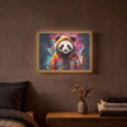 Panda - Jas - Graffiti - Oranje Light Box met batterij (Wandlamp) middel -sfeer4
