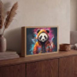 Panda - Jas - Graffiti - Oranje Light Box met batterij (Wandlamp) middel -sfeer2
