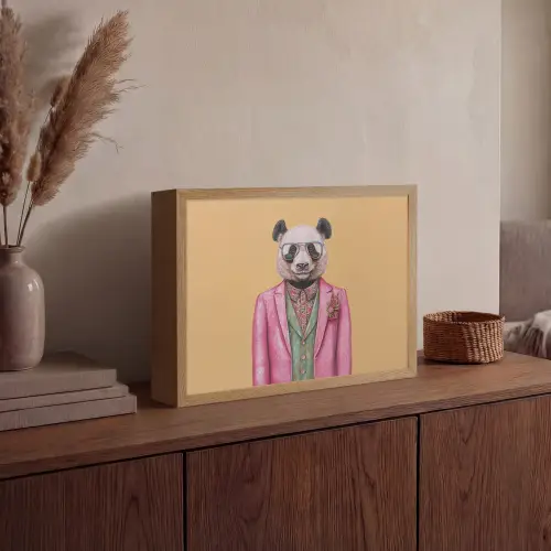 Panda - Pak - Zonnebril - Blauw Light Box met batterij (Wandlamp) middel -sfeer2
