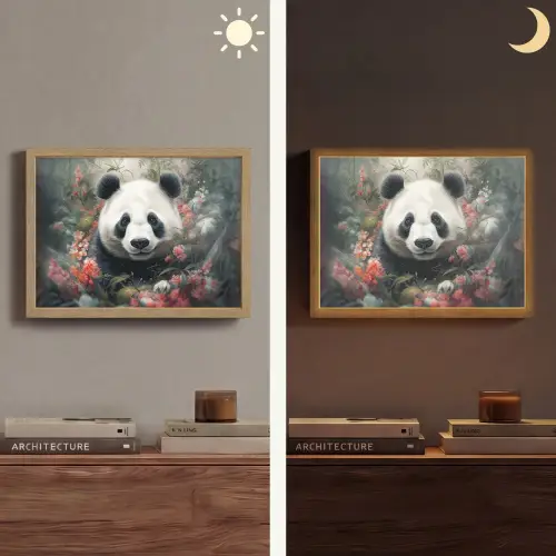 Panda - Wilde dieren - Bloemen - Natuur Light Box met batterij (Wandlamp) middel -sfeer3