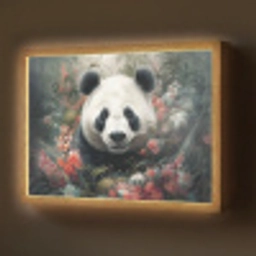 Panda - Wilde dieren - Bloemen - Natuur Light Box met batterij (Wandlamp) middel -z3d_website