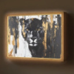 Panter - Zwart - Abstract - Verfstreken Light Box met batterij (Wandlamp) middel -z3d_website