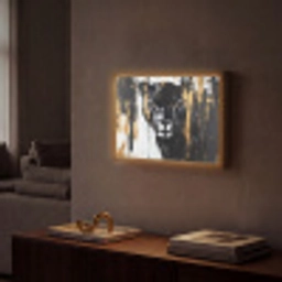 Panter - Zwart - Abstract - Verfstreken Light Box met batterij (Wandlamp) middel -sfeer1